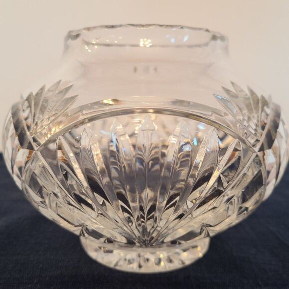 Rovelli Heavy Lead Cut Crystal Rose Potpourri Candy Bowl Vase Vintage Poland - Picture 7 of 13